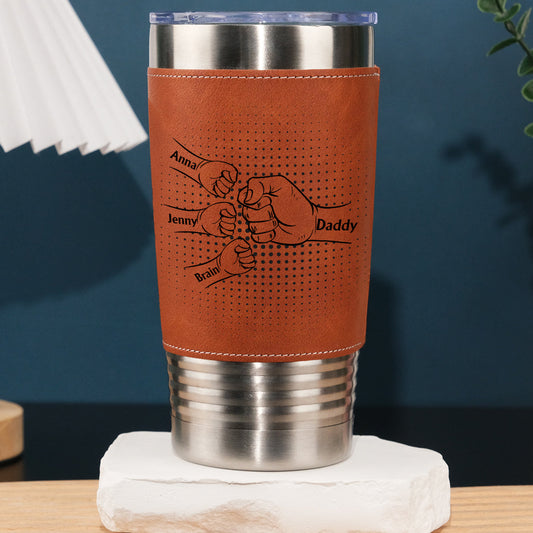 Love My Dad - Personalized Custom Leather Tumbler