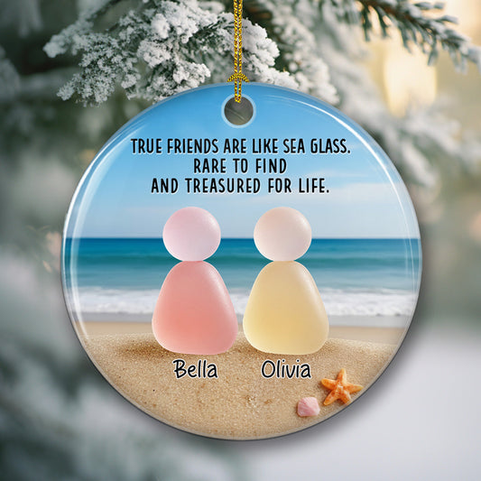 True Friendships Sea Glass - Personalized Custom 3D Inflated Effect Ceramic Ornament