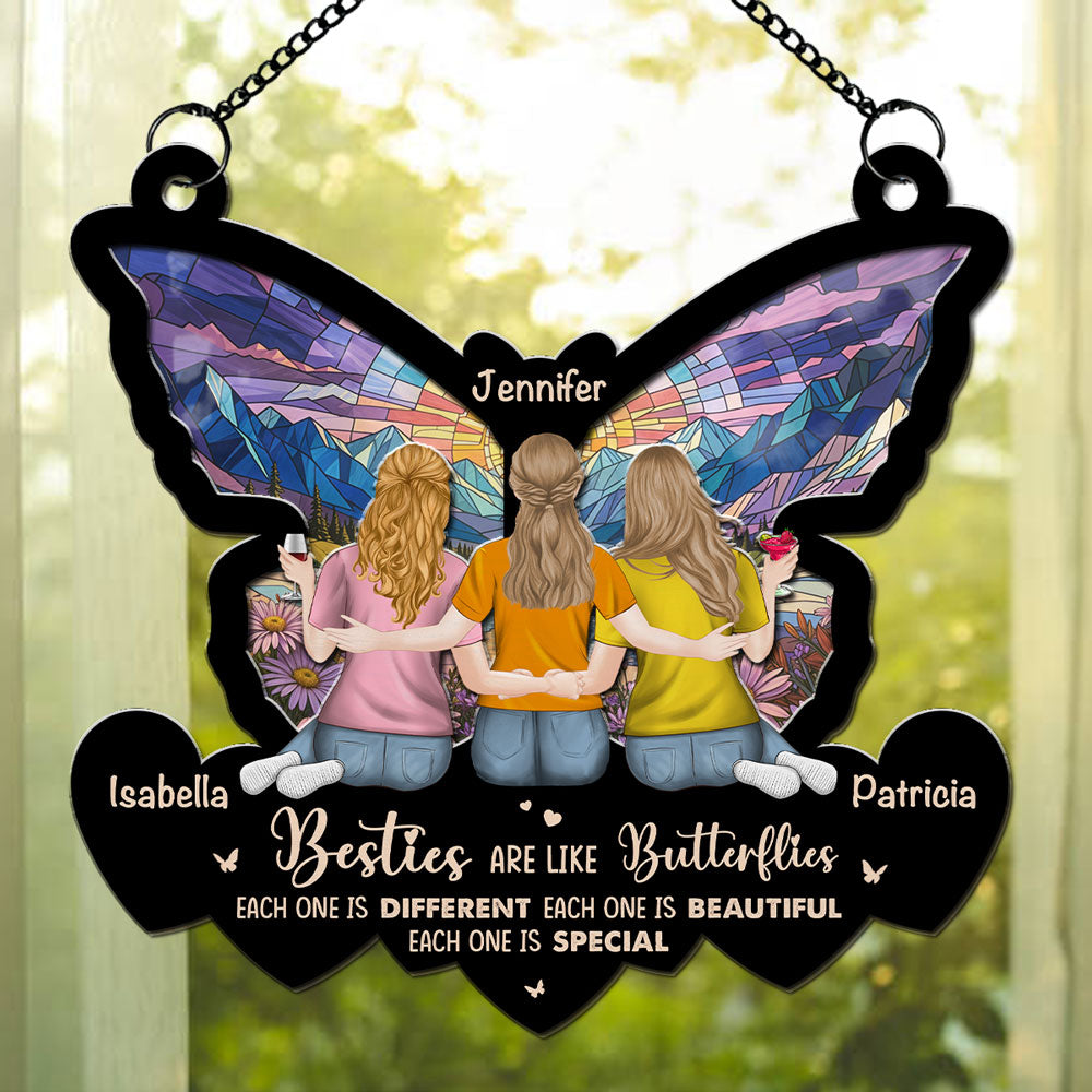 Special Sisters Like Butterflies - Personalized Custom Suncatcher