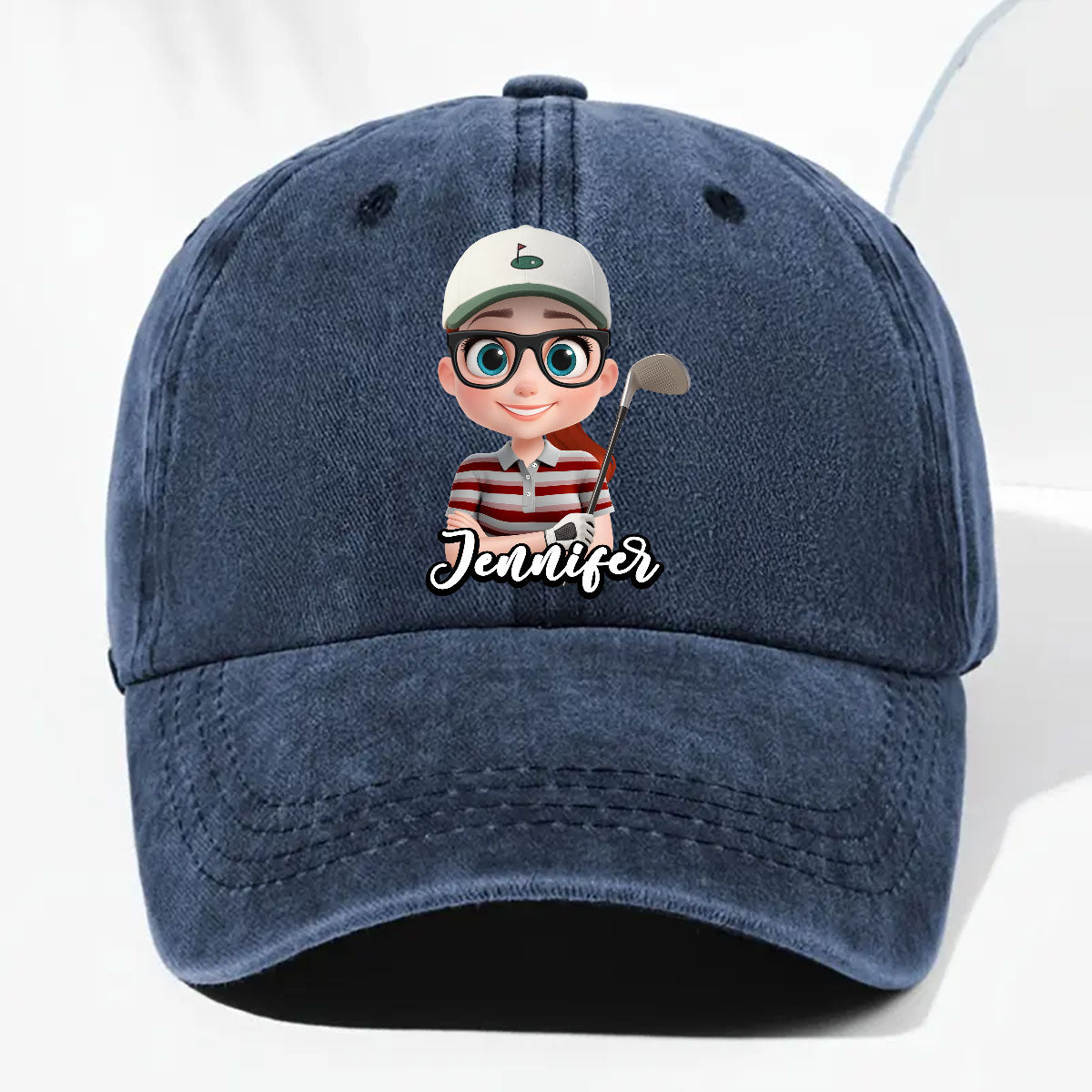 Born To Golf - Personalized Custom Vintage Washed Denim Cap