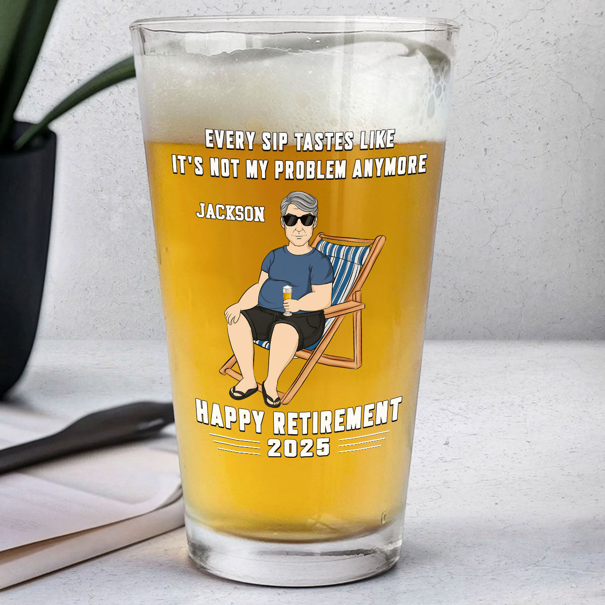 Not My Problem Anymore - Personalized Custom Beer Glass