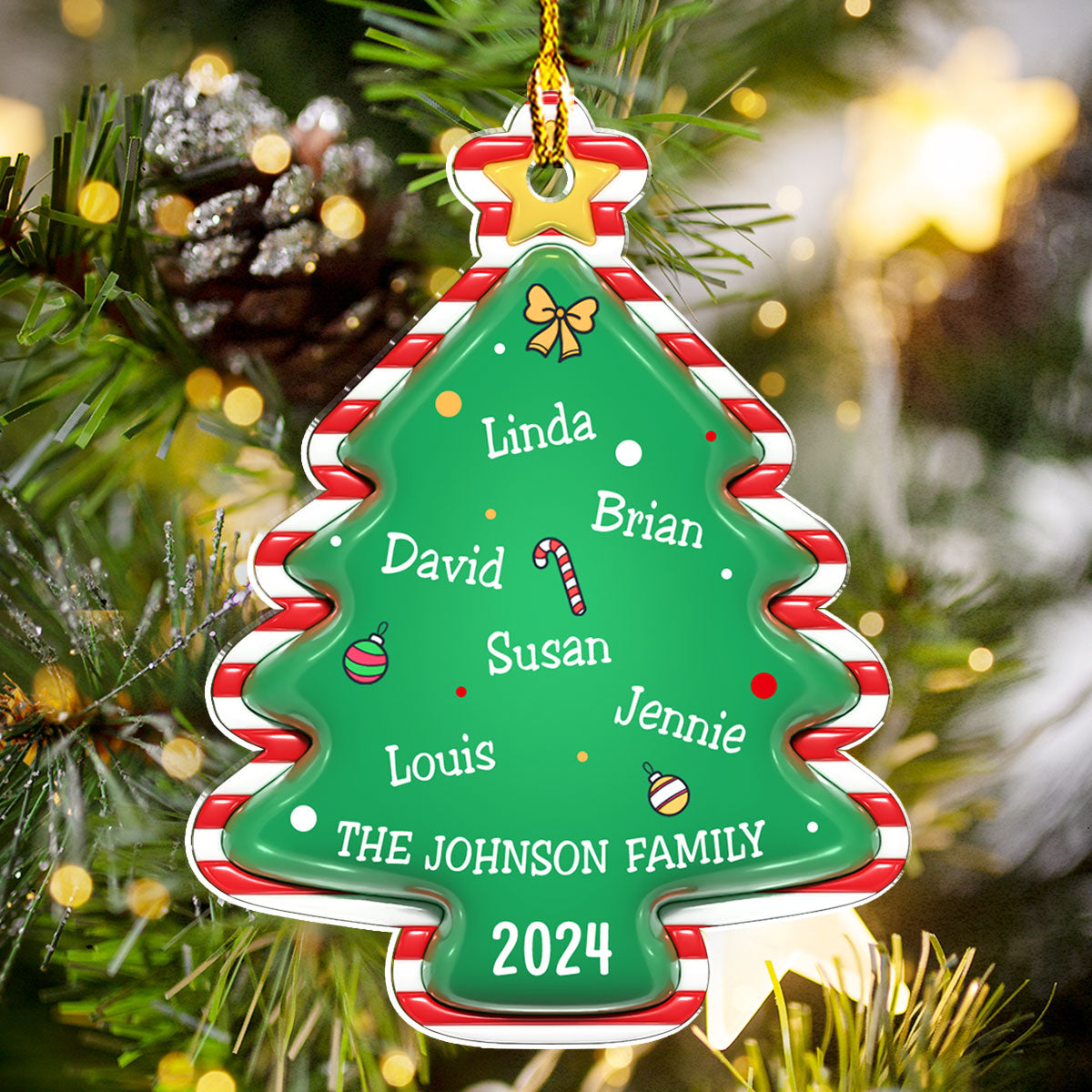 Family Christmas Tree - Personalized Custom 3D Inflated Effect Acrylic Ornament