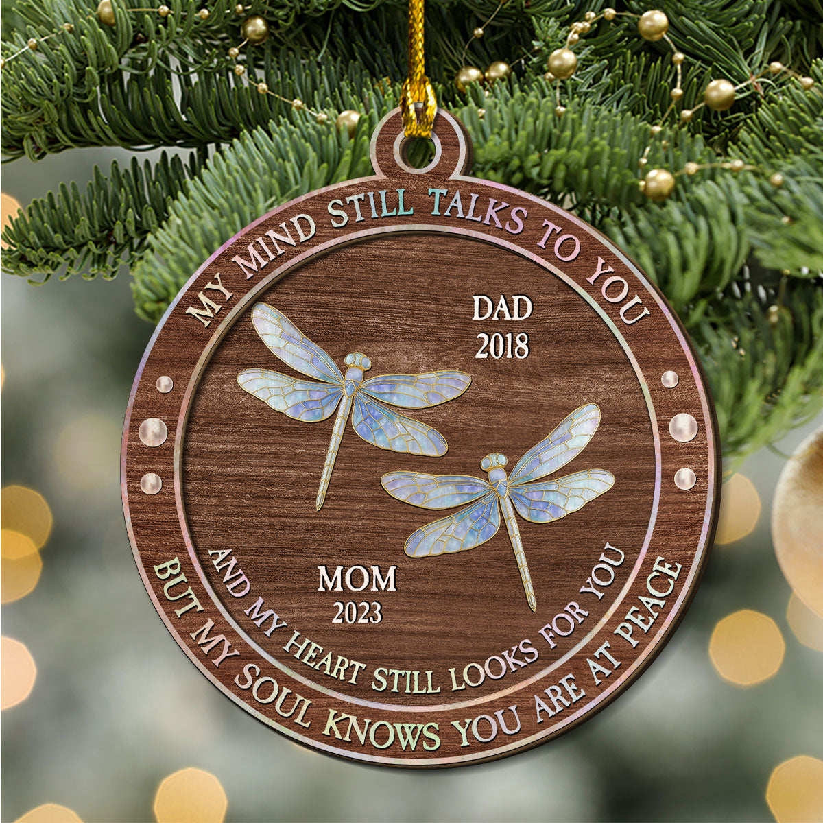 My Mind My Heart Mother Of Pearl - Personalized Custom Freeshape 2-Layered Wood Ornament