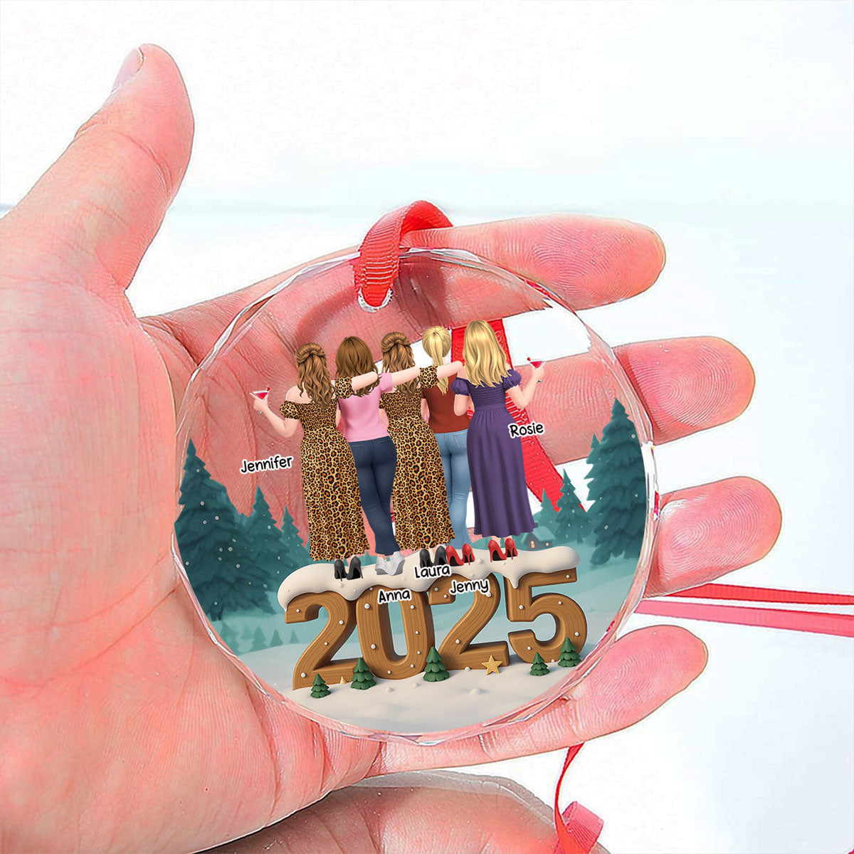 Bestie Forever Onwards - Personalized Custom 3D Effect Glass Ornament