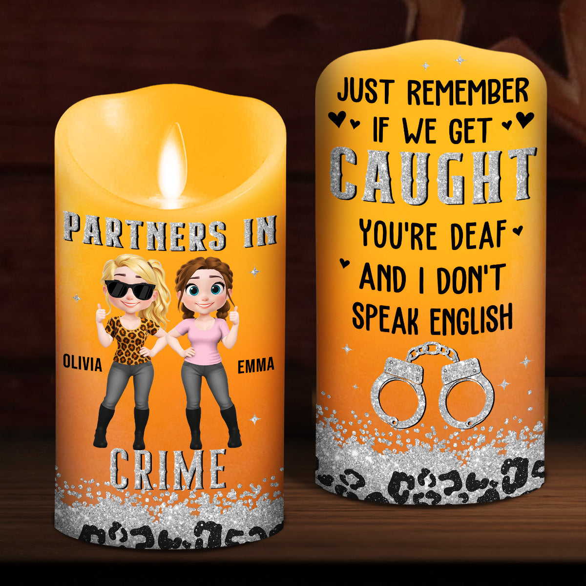Partners In Crime - Personalized Custom LED Candle