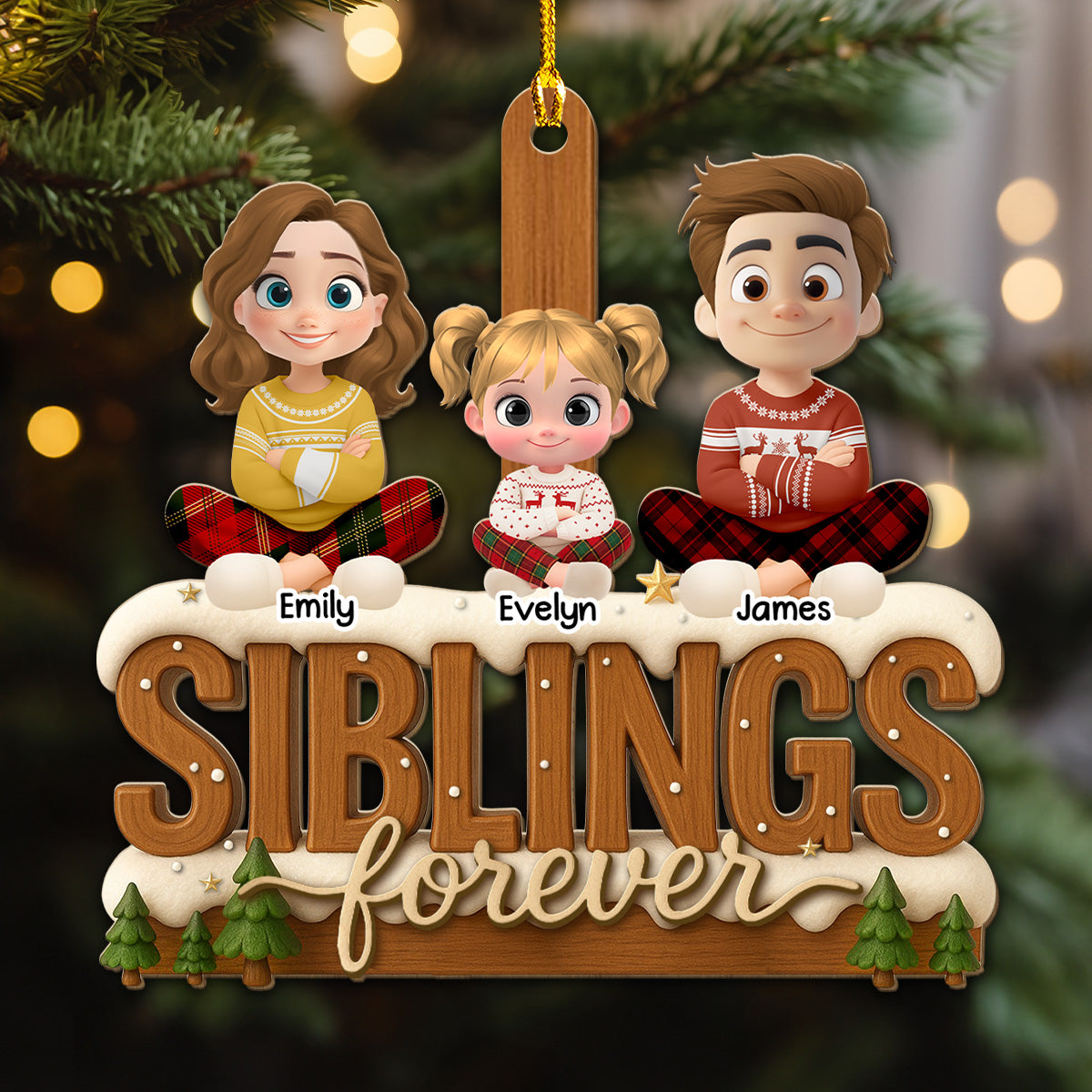 Connected by Heart Always - Personalized Custom 3D Effect Wood Ornament