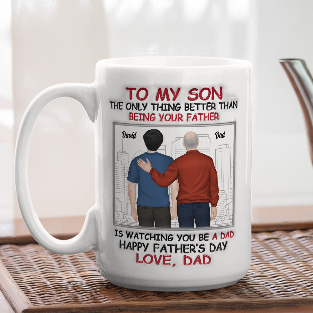 Fatherhood Looks Good On You - Personalized Custom 3D Inflated Effect Mug