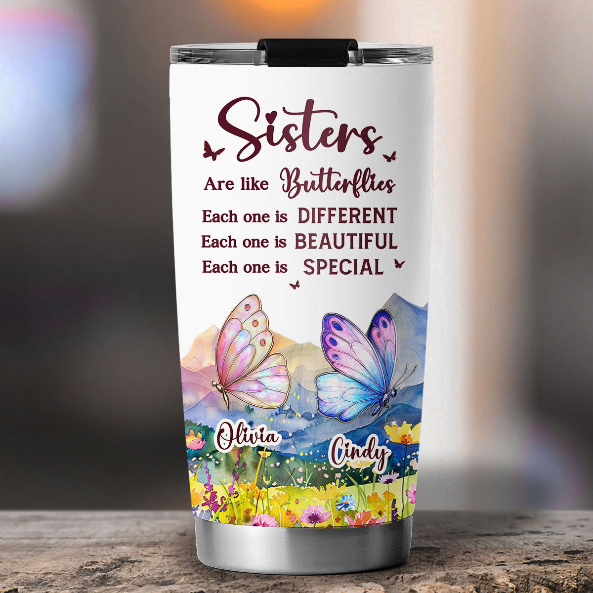 Sisters Are Like Butterflies - Personalized Custom Tumbler