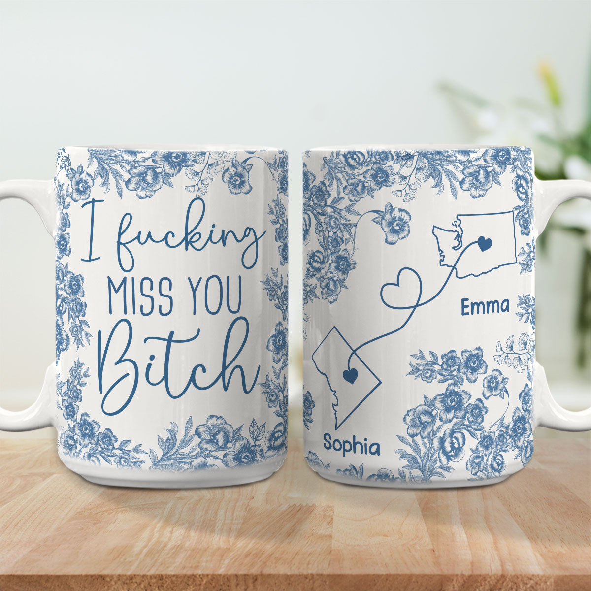 I Miss You Bestie Blue - Personalized Custom 3D Inflated Effect Mug