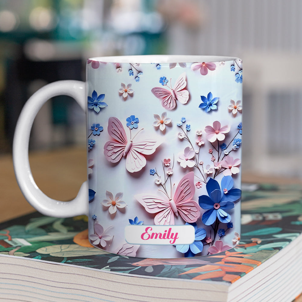 Butterfly With Flower - Personalized Custom 3D Inflated Effect Mug