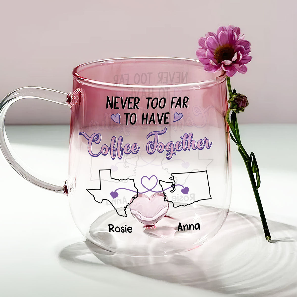 To Have Coffee Together- Personalized Custom Pink Gradient Glass Mug