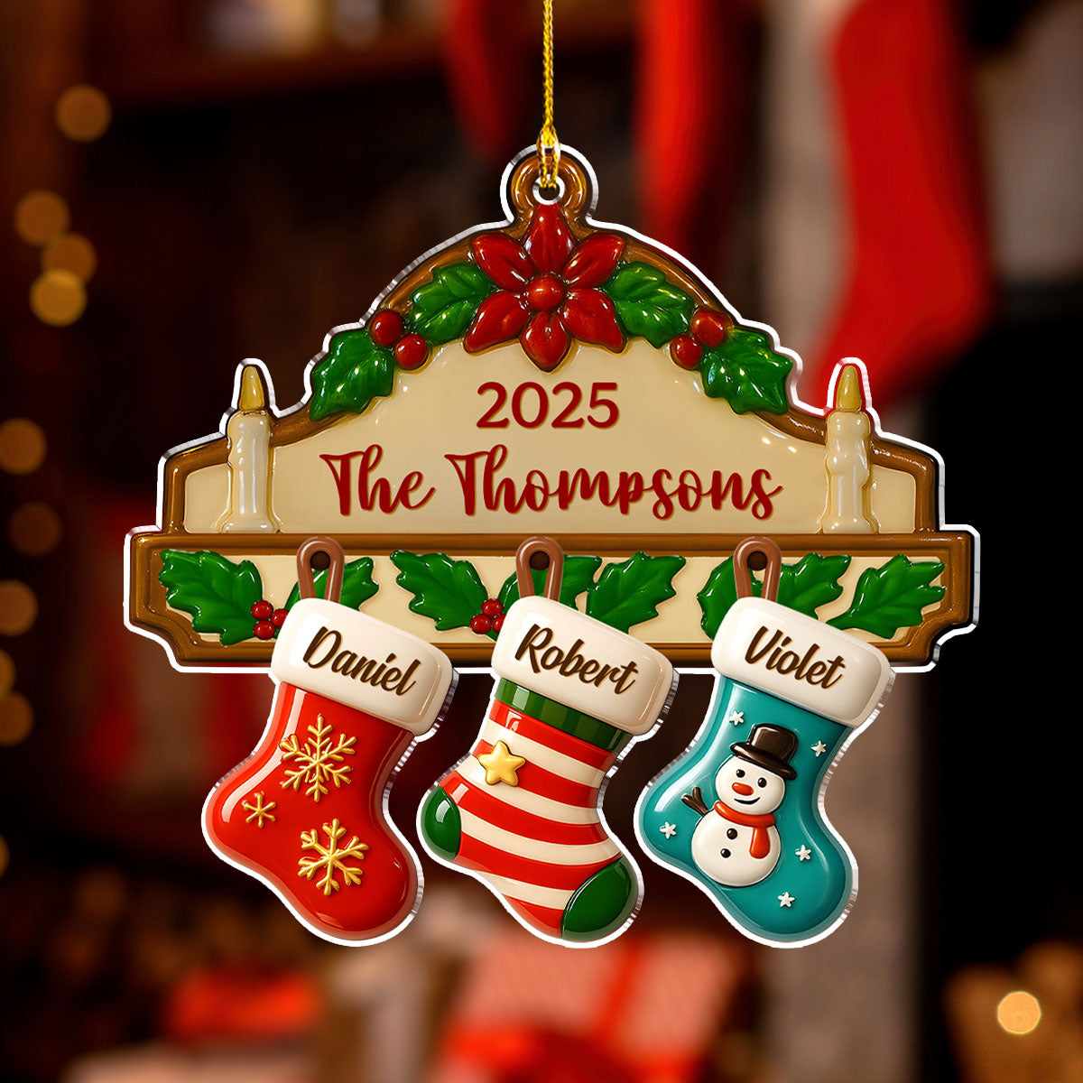 Festive Family Cheer - Personalized Custom Acrylic Ornament