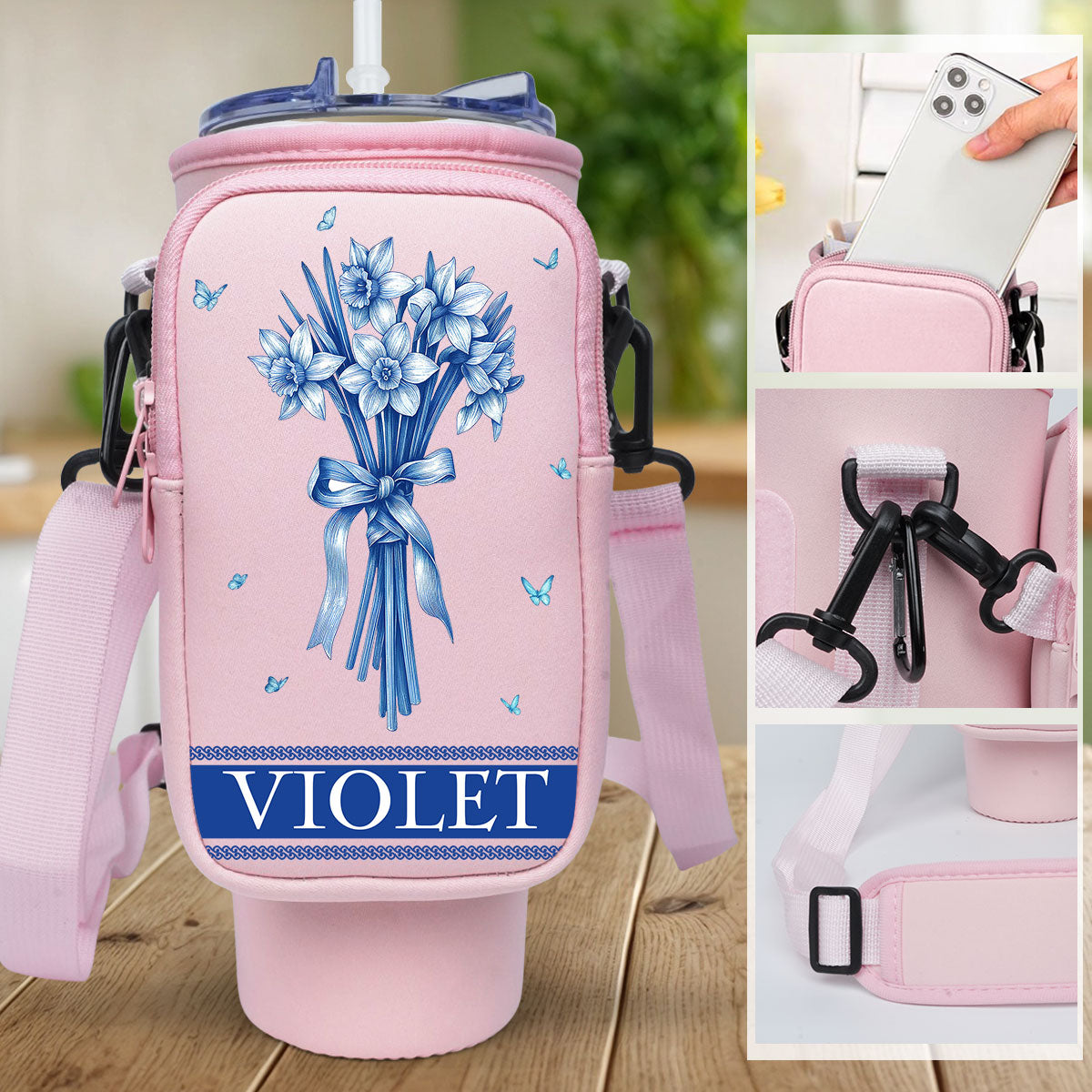 Grandma Love Grow Here - Personalized Custom Water Bottle Carrier Bag