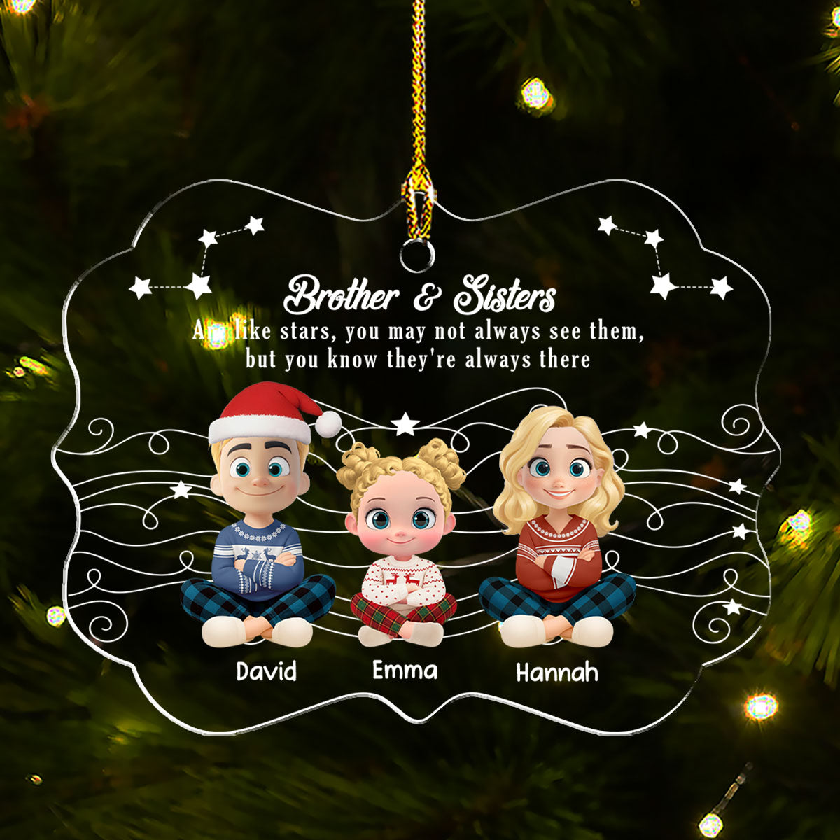 Siblings Are Like Bright Stars - Personalized Custom Acrylic Ornament