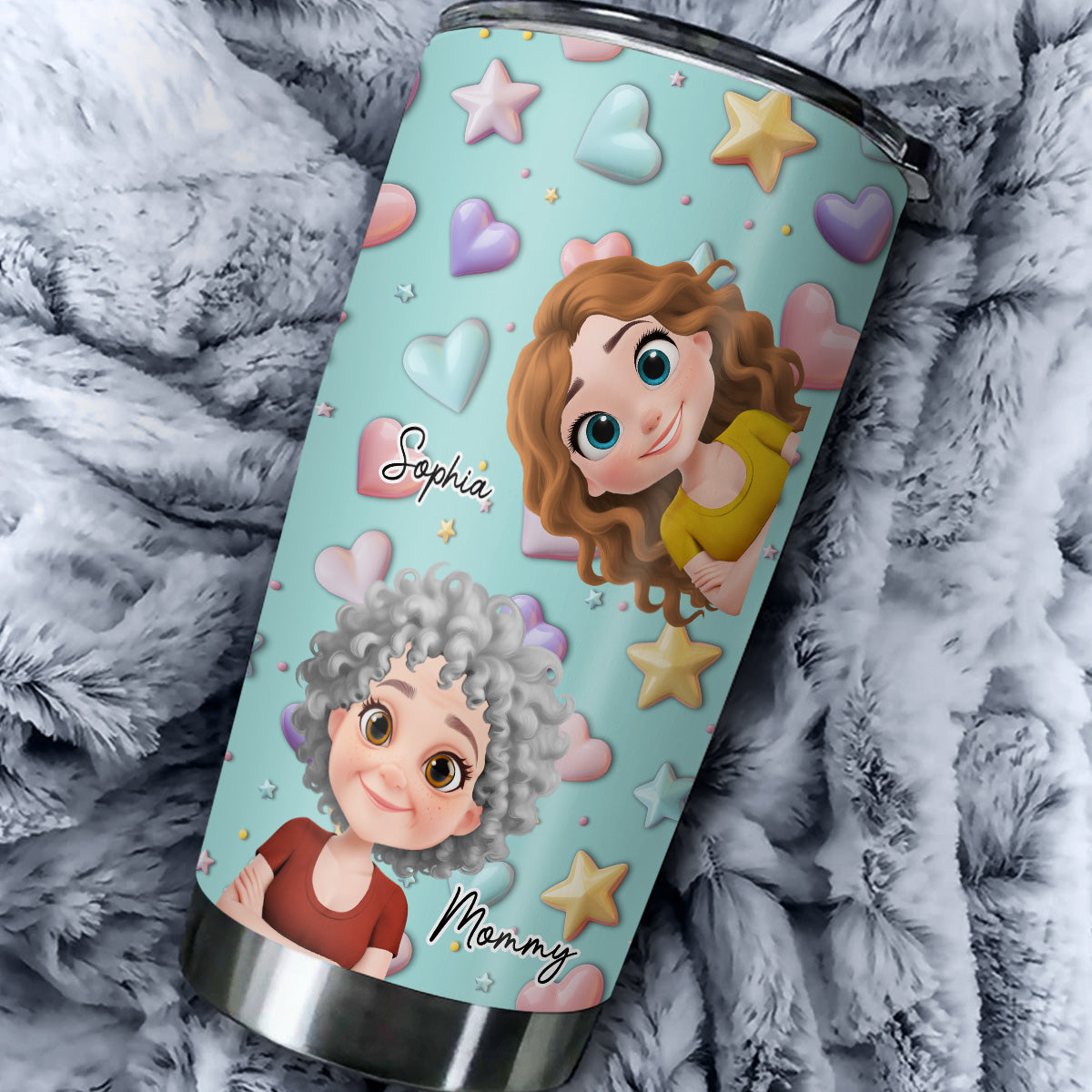Cute Mommy And Children - Personalized Custom 3D Effect Tumbler