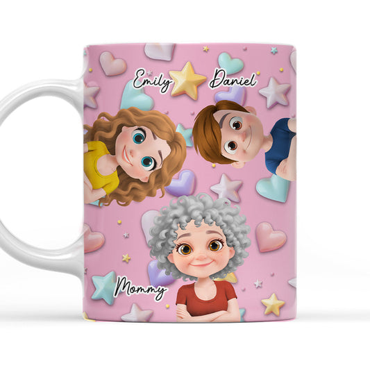 Cute Mommy And Children - Personalized Custom 3D Effect Mug