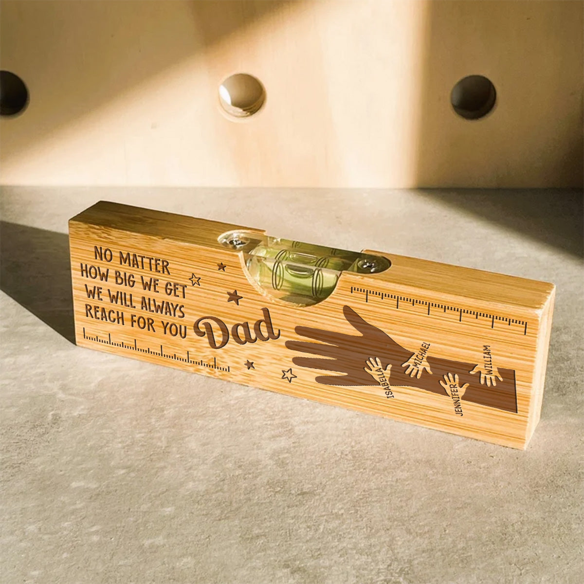Held by Your Hands, Guided by Your Love - Personalized Custom Engraved Wooden Spirit Level Bottle Opener