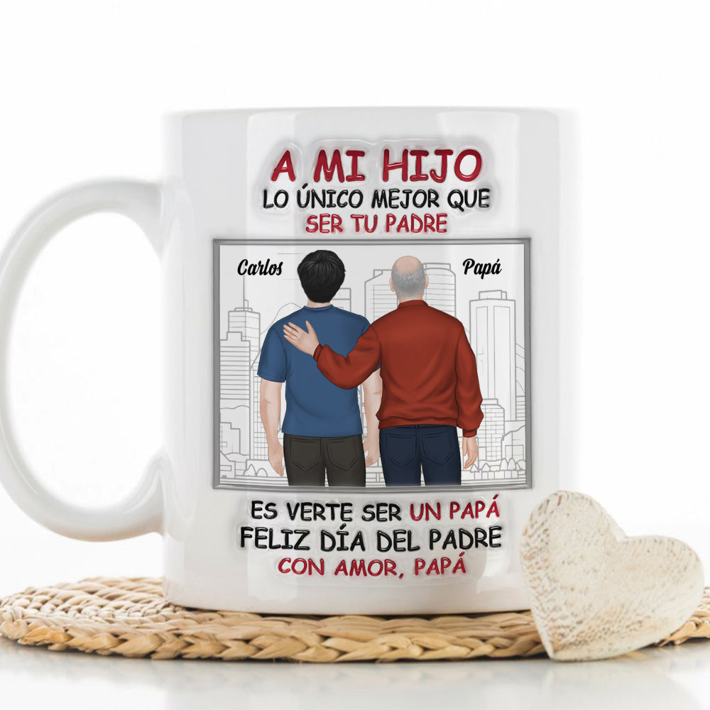 De Hijo A Gran Papá - Taza Personalizada con Efecto 3D Inflado
