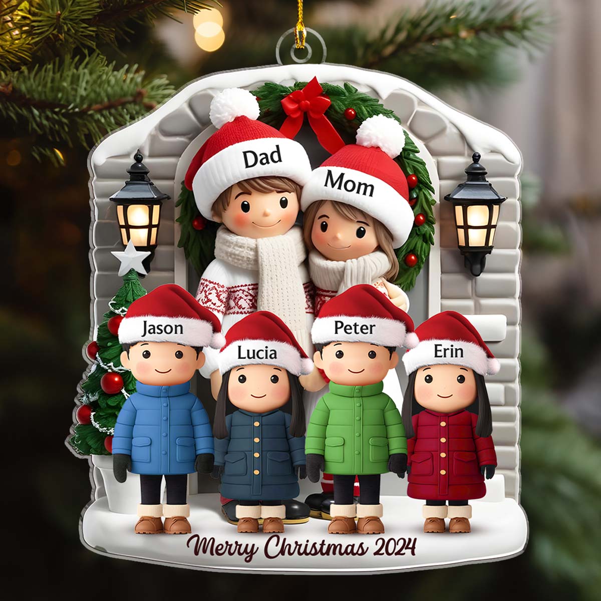 Farmhouse Family Christmas - Personalized Custom Acrylic Ornament