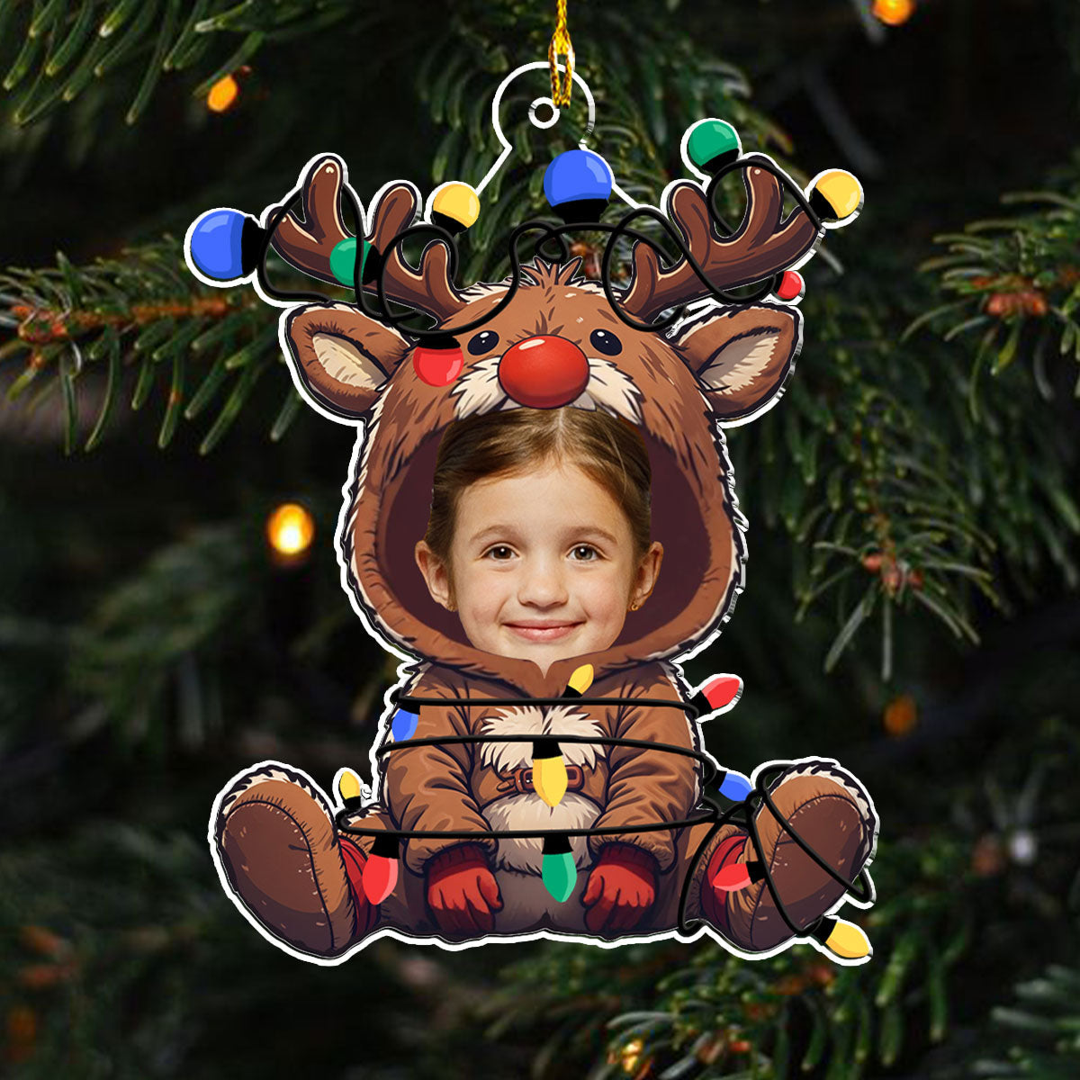 Reindeer Baby Christmas - Personalized Custom Acrylic Ornament