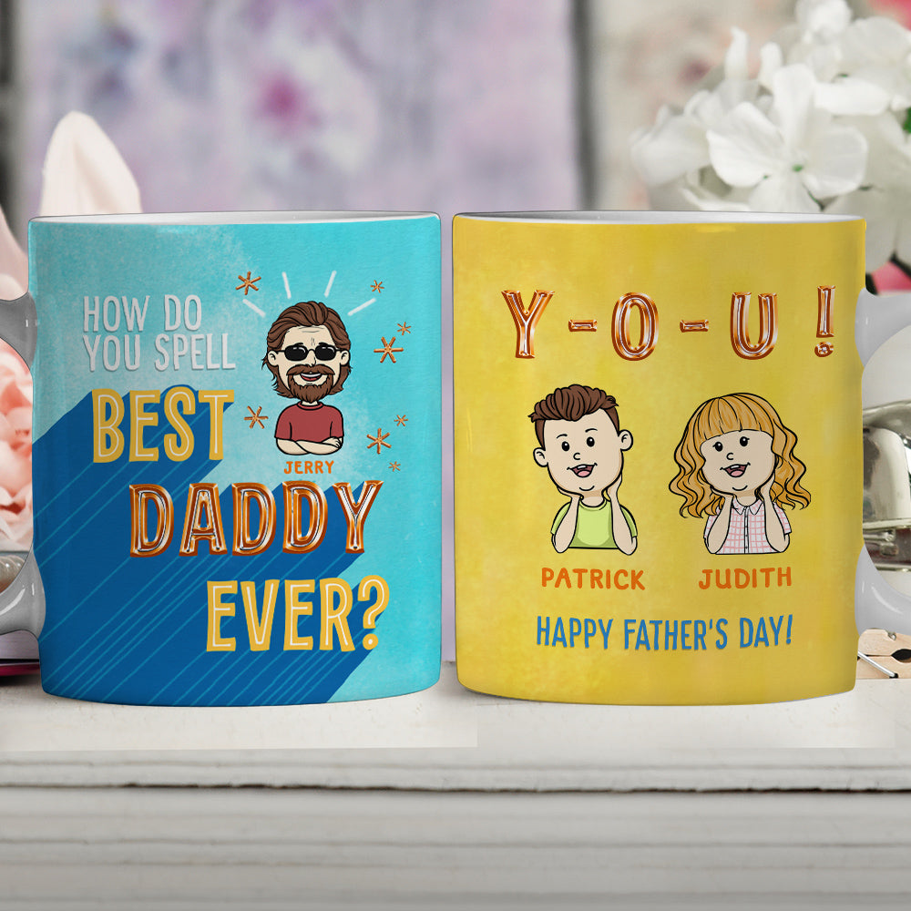 How To Spell Best Grandpa Ever  - Personalized Custom Coffee Mug