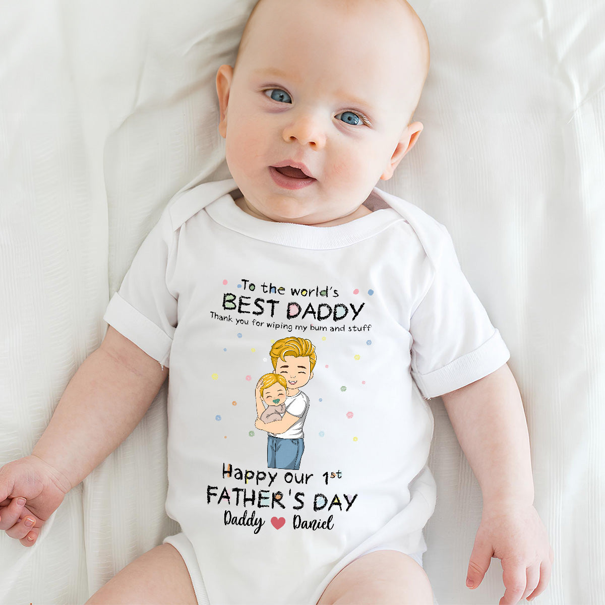 Dad Wiping My Bum - Personalized Custom Baby Onesie