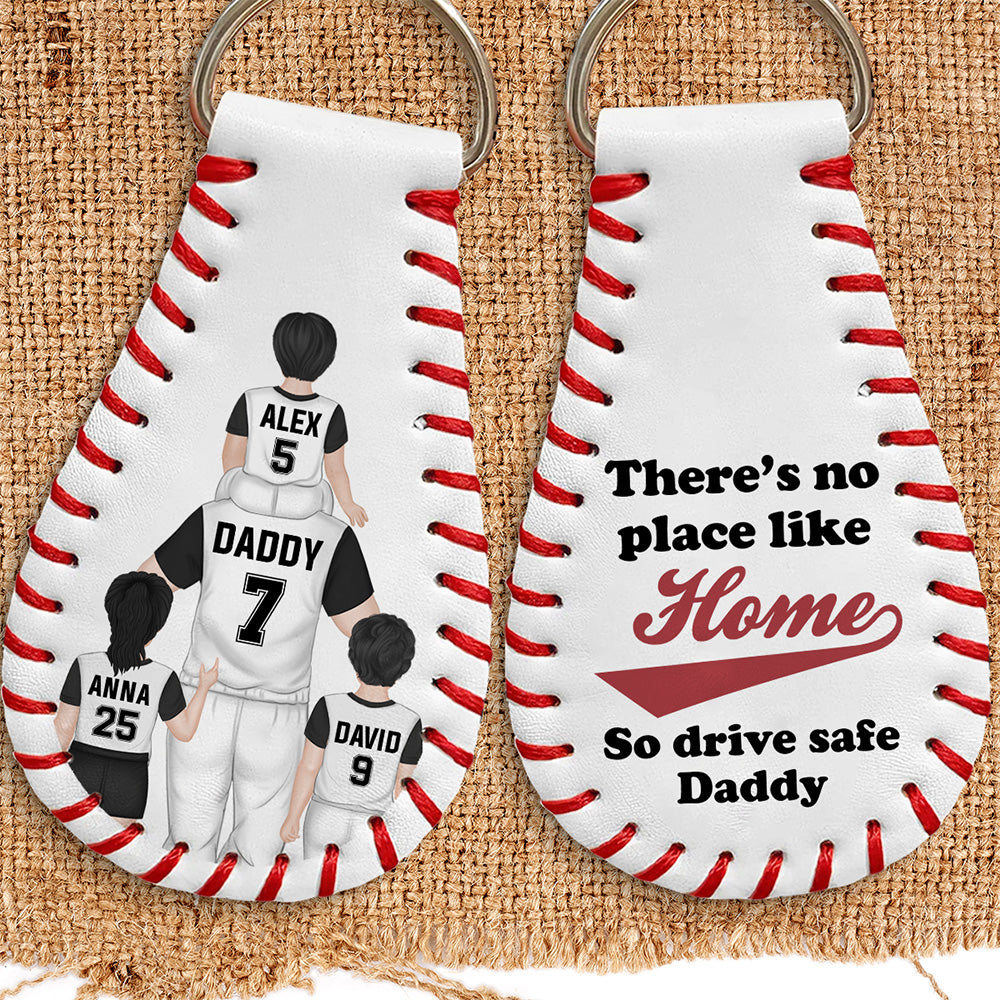 No Place Like Home  - Personalized Custom Leather Baseball Keychain