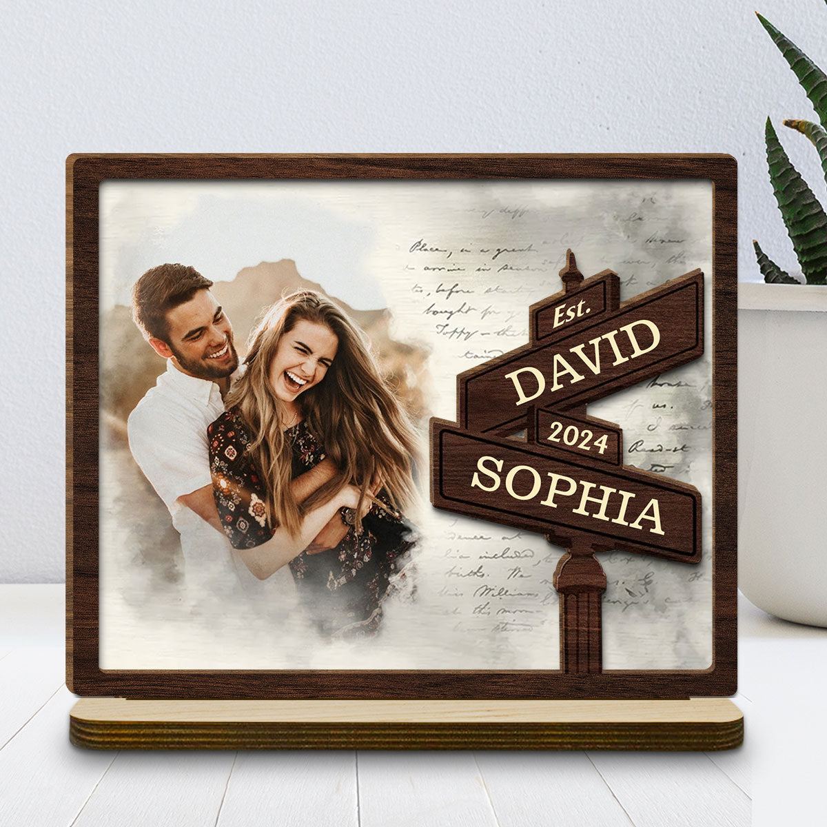 Always Love - Personalized Custom 2-Layer Wood Plaque With Flat Base
