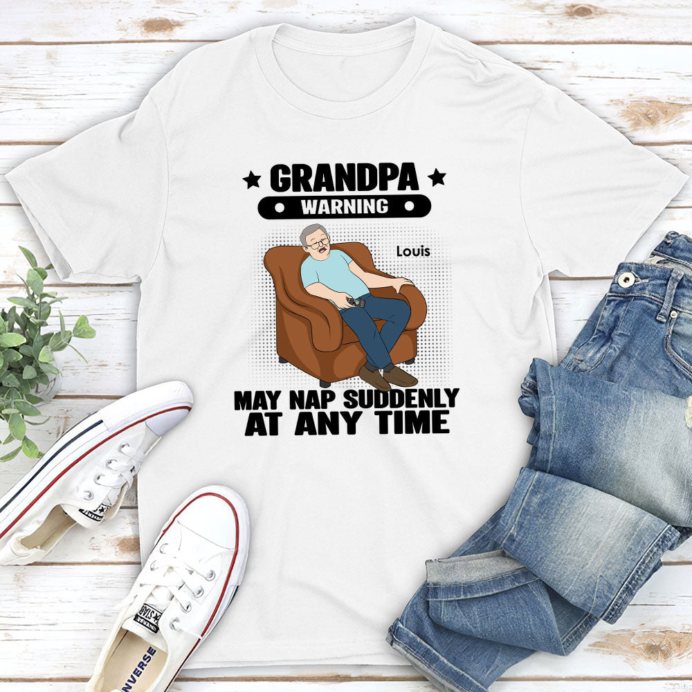 Grandpa Warning May Nap - Personalized Custom Shirt