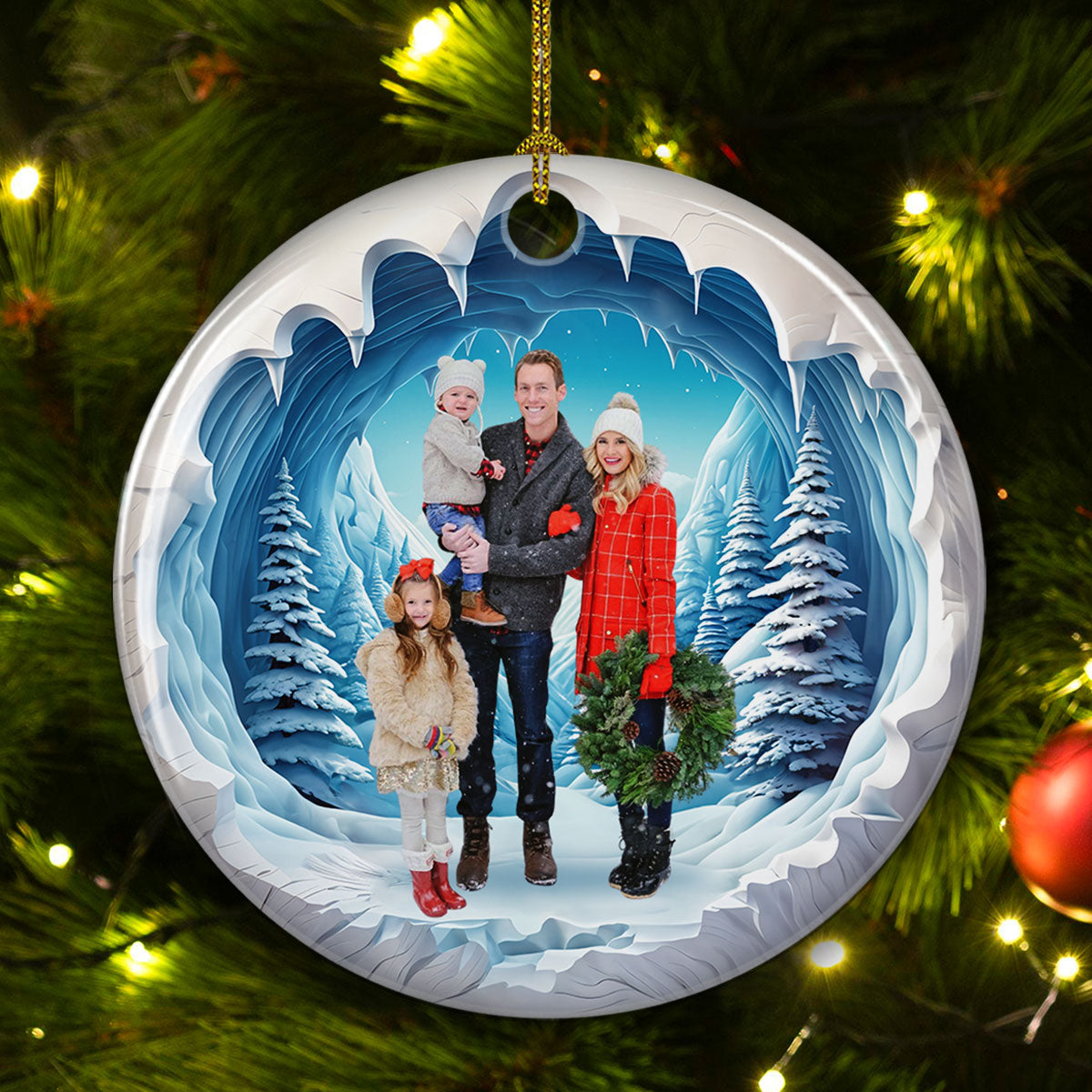 Family 3D Photo - Personalized Custom Ceramic Ornament