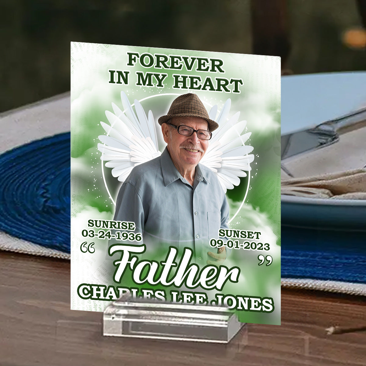Forever In Our Hearts - Personalized Custom Acrylic Plaque With Base