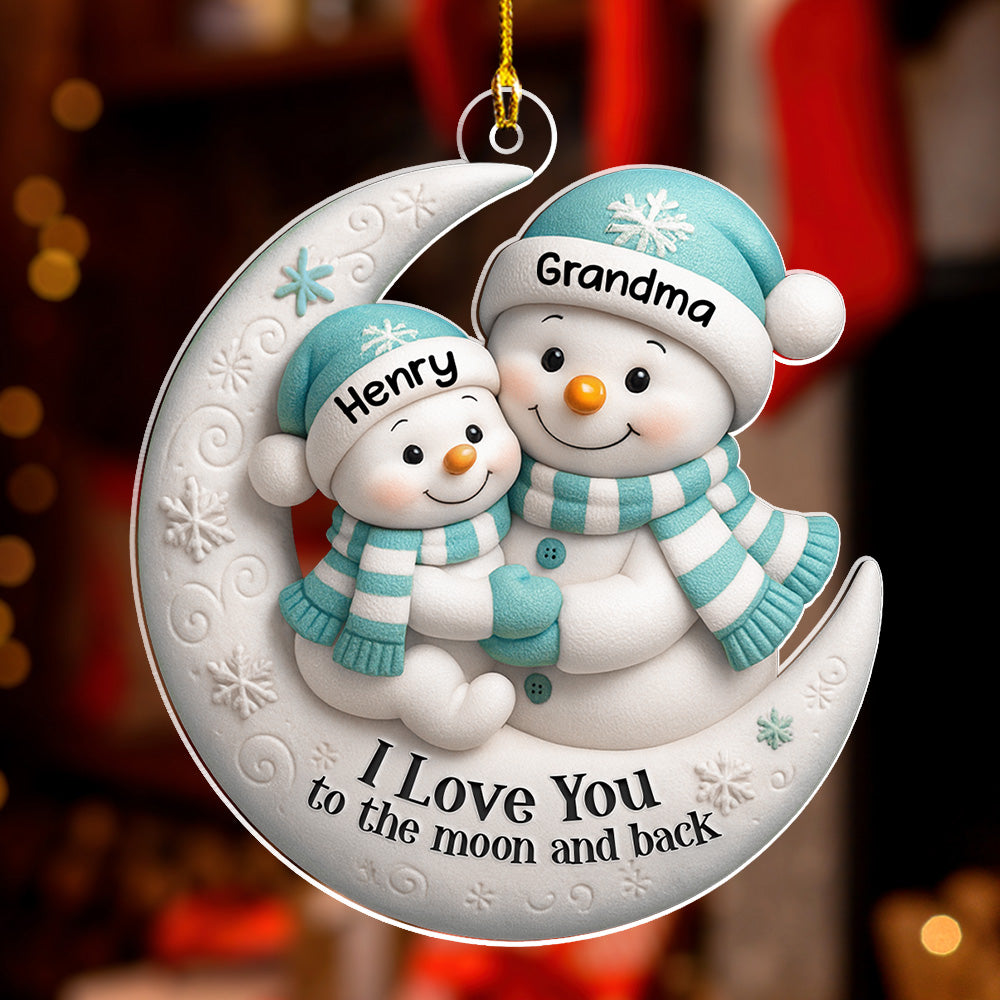Grandma Hug On The Moon - Personalized Custom Acrylic Ornament