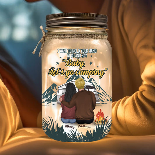 I Want To Hold Your Hand At 80  - Personalized Custom Mason Jar Light