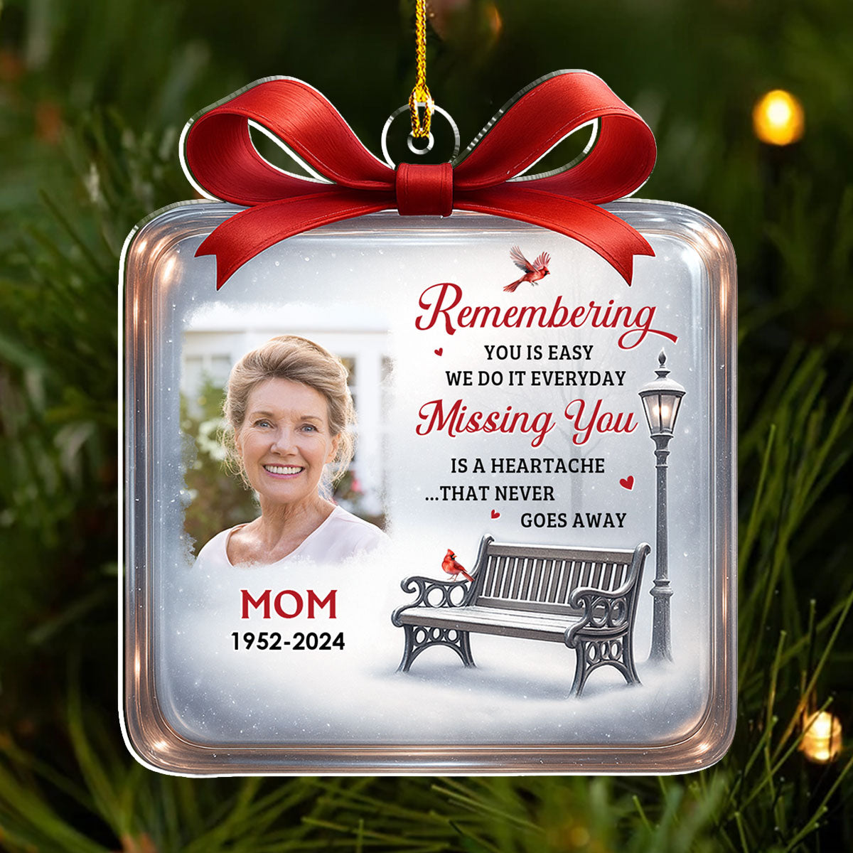 Cardinals Winter Memorial - Personalized Custom Acrylic Ornament