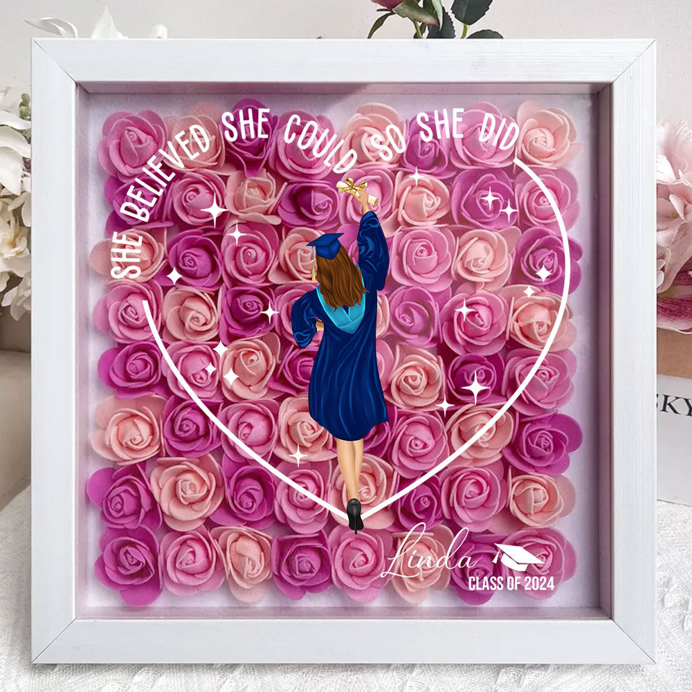 Class Of 2024 Graduation Gift - Personalized Custom Flower Shadow Box