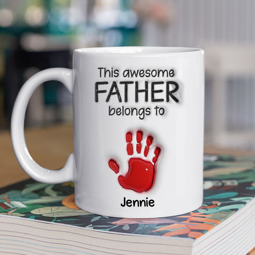 This Awesome Dad Grandpa Belongs To - Personalized Custom 3D Inflated Effect Mug