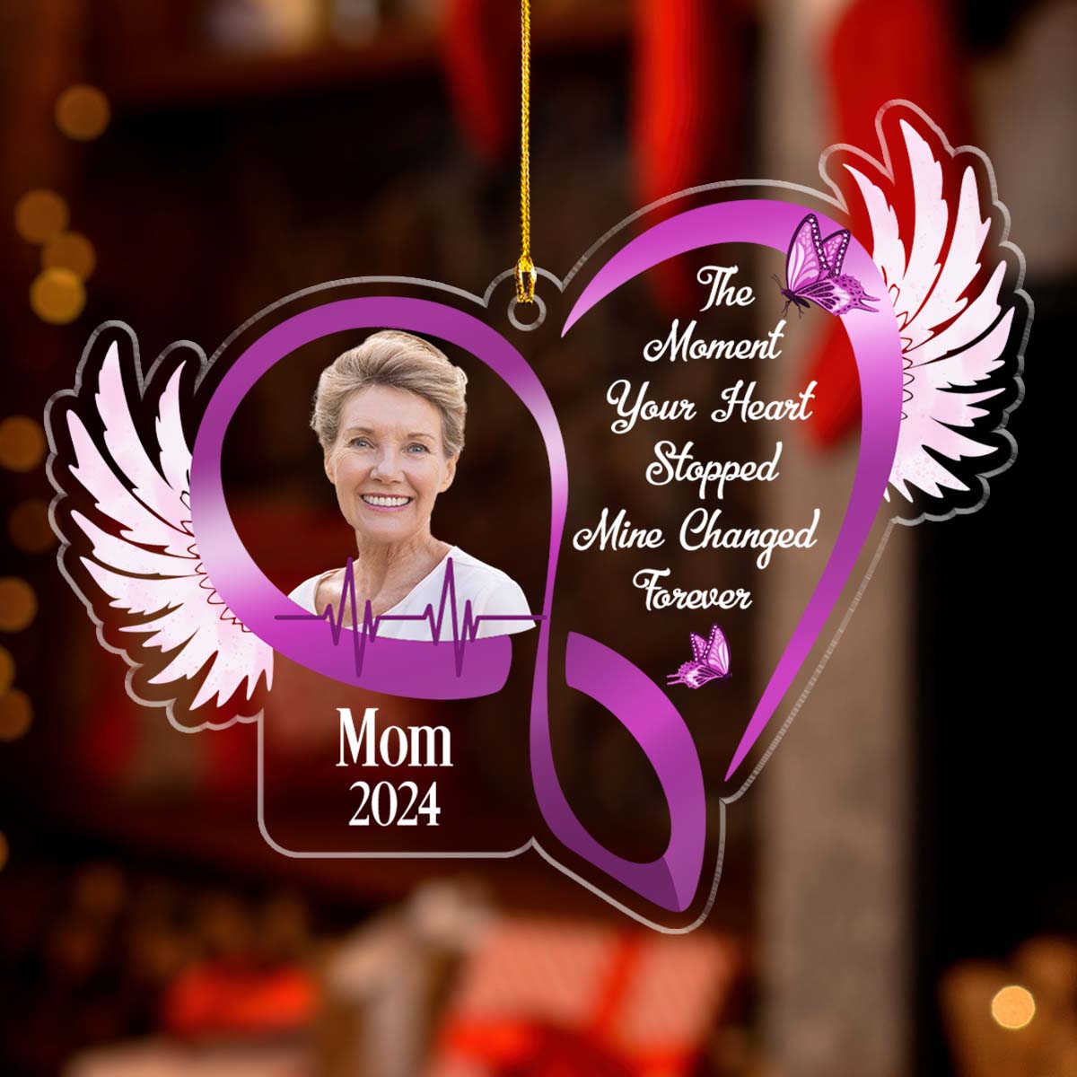The Moment Your Heart Stopped Mine Changed Forever - Personalized Custom Acrylic Ornament
