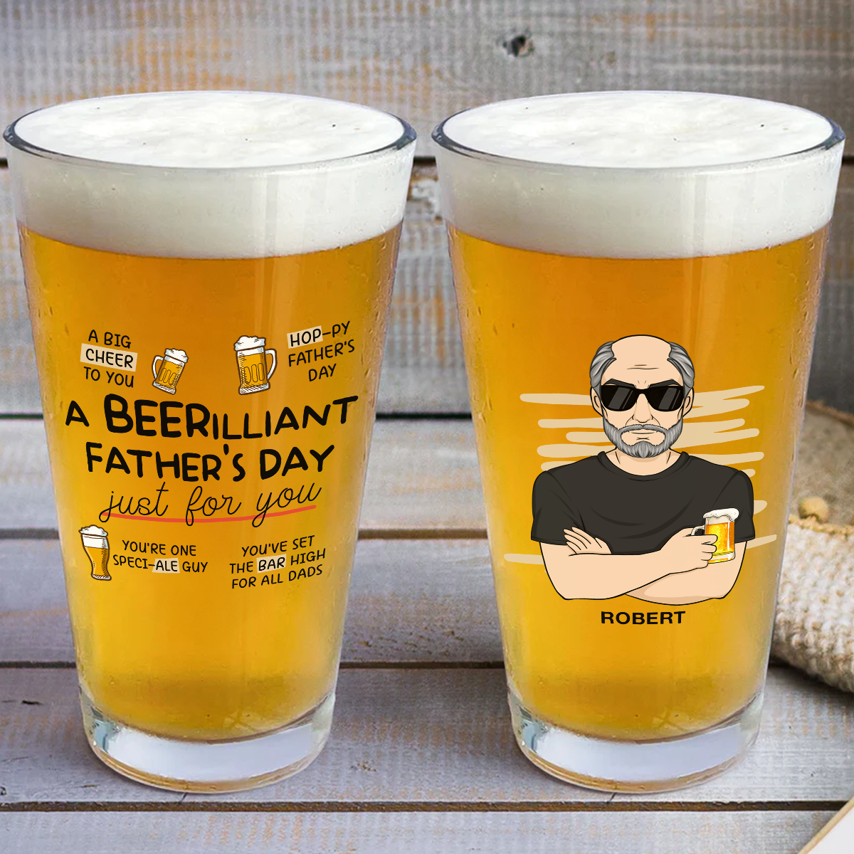 A Beerilliant Fathers Day - Personalized Custom Beer Glass