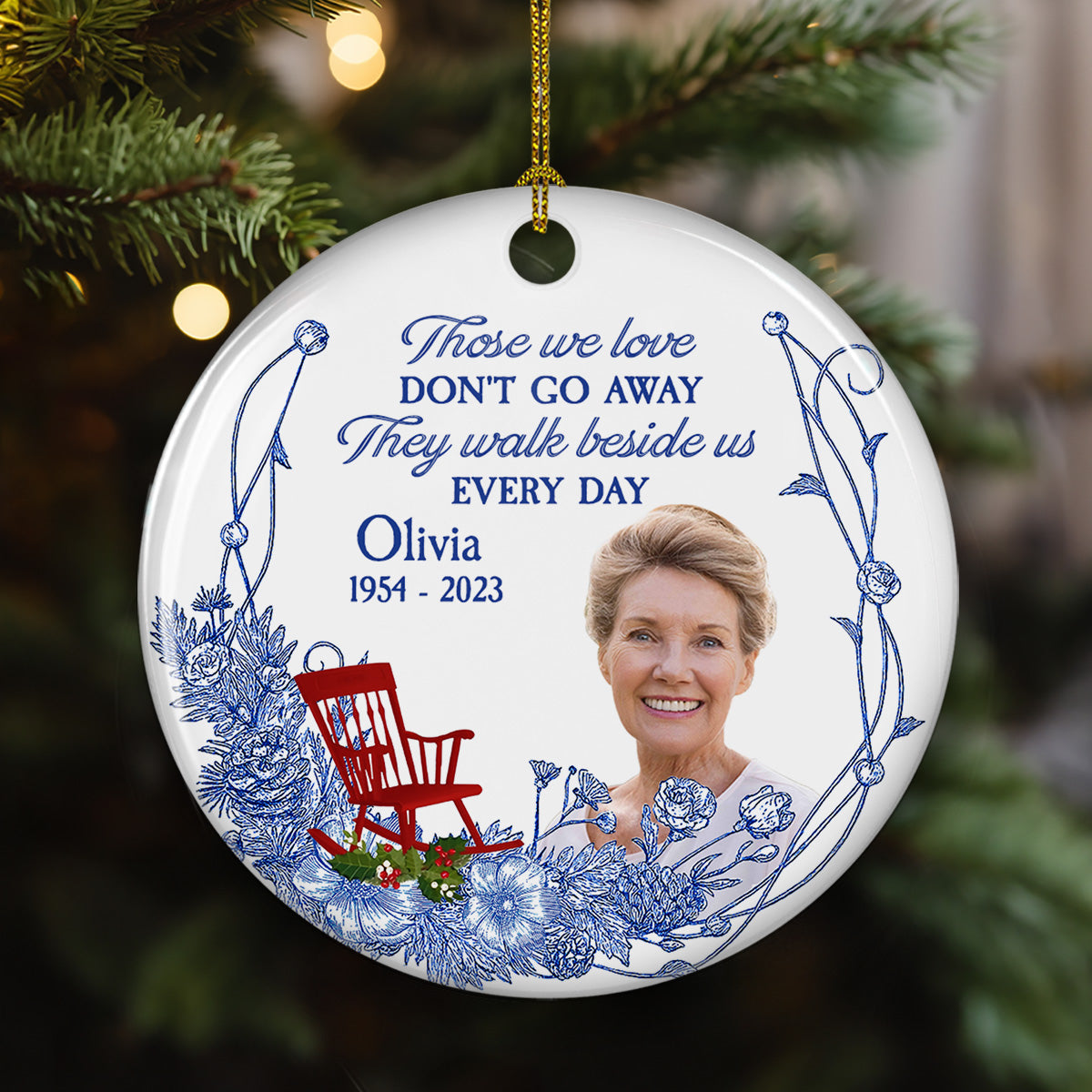 I Am Always With You Blue Toile - Personalized Custom Ceramic Ornament