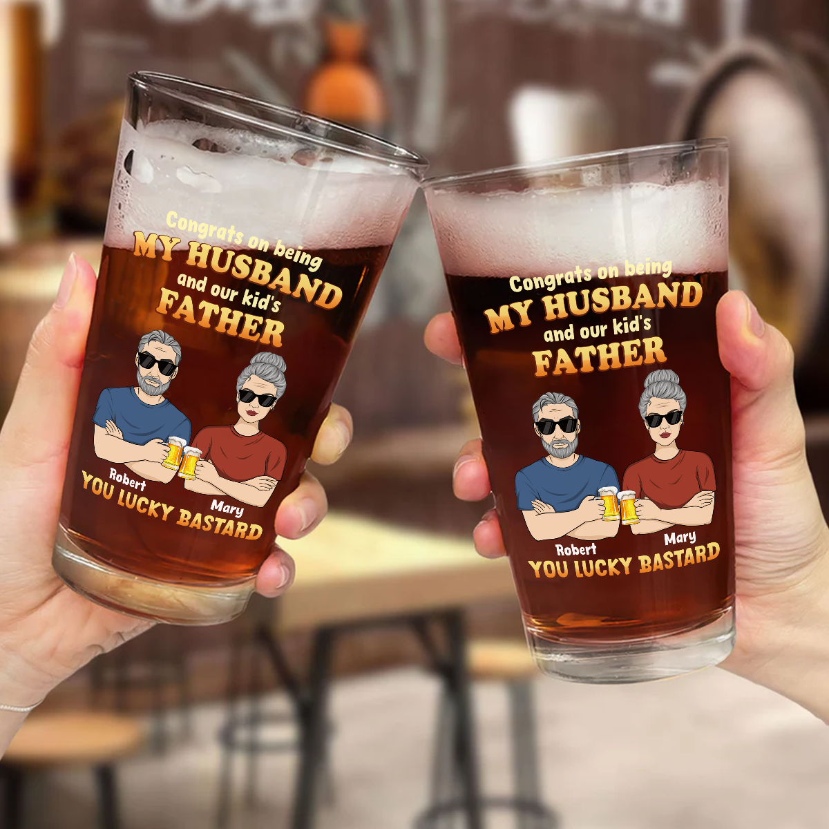 Congrats On Being Father - Personalized Custom Beer Glass