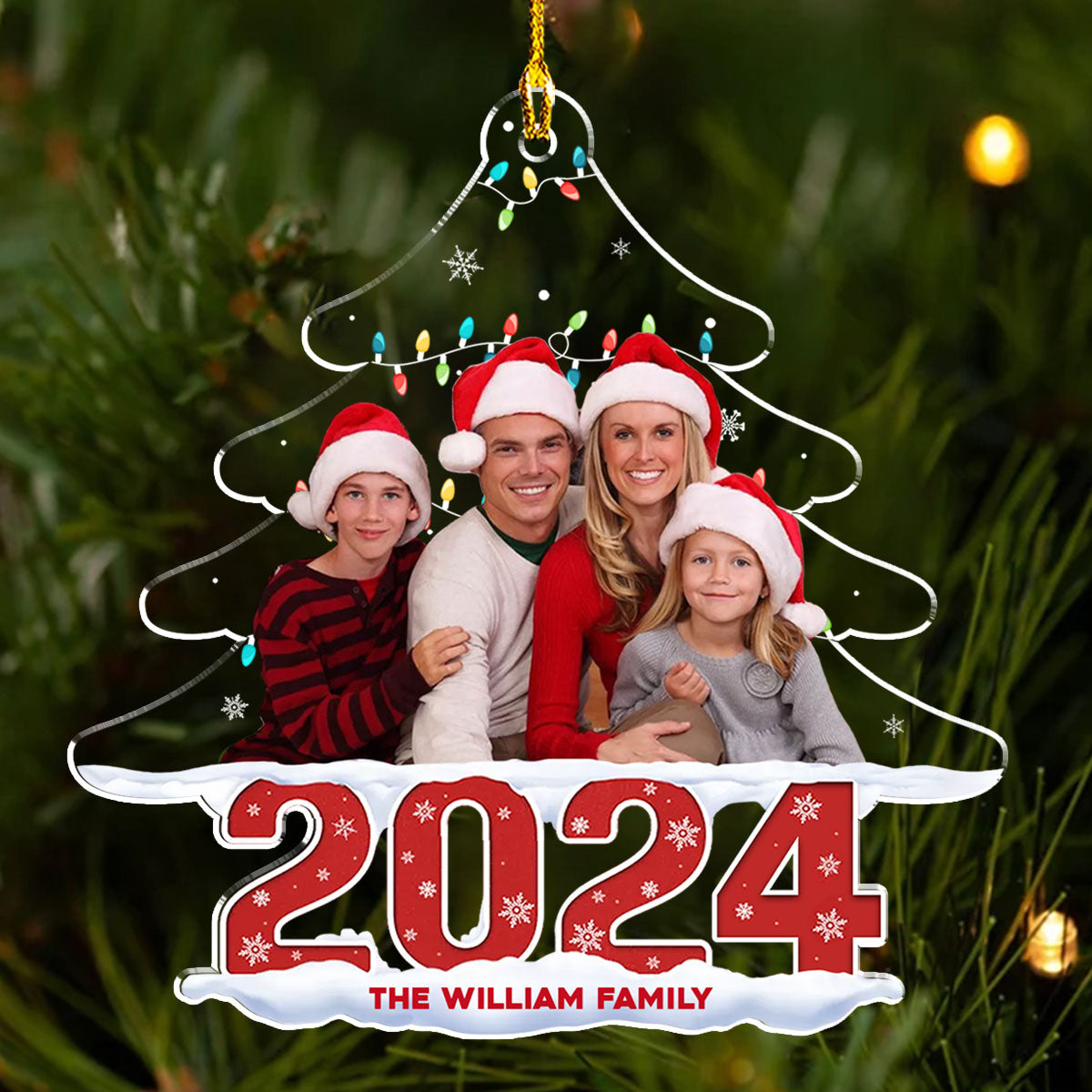 Family Photo Christmas Tree - Personalized Custom Acrylic Ornament