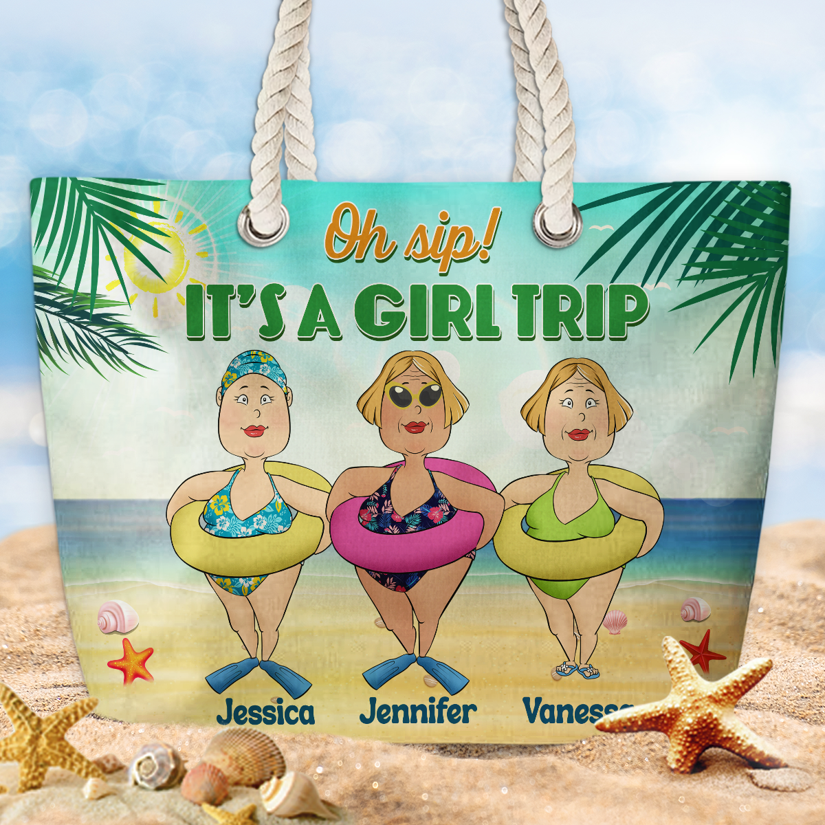 Girls Are Just Born With The Beach - Personalized Beach Bag