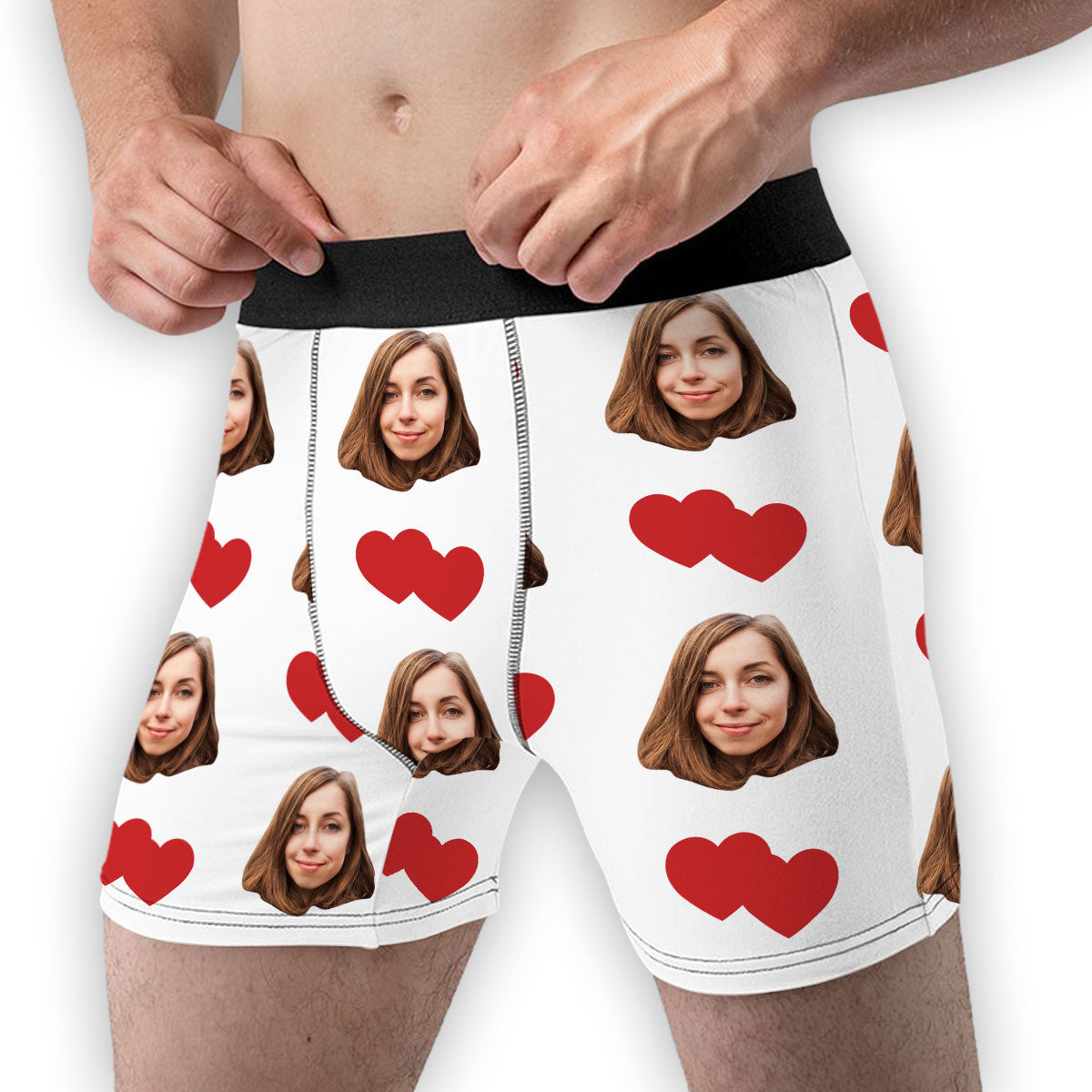 Love Heart - Personalized Photo Men's Boxer Briefs