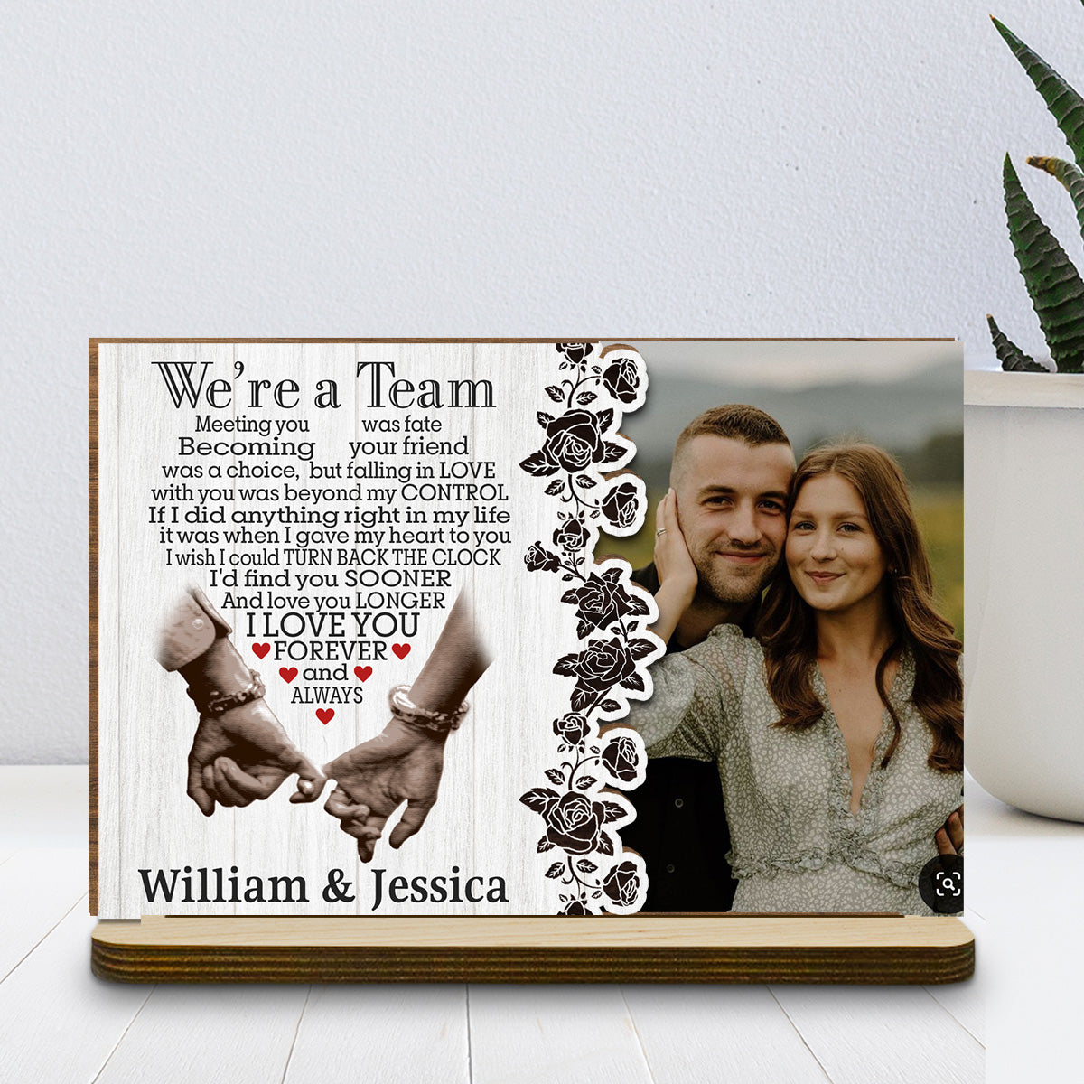 Meeting You Was Fate - Personalized Custom 2-Layer Wood Plaque With Flat Base