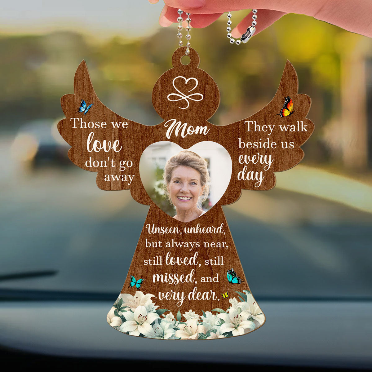 Those We Love Do Not Go Away - Personalized Custom Wood Car Ornament