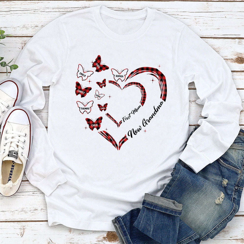 First Mom Now Grandma - Personalized Custom Long Sleeve T-shirt
