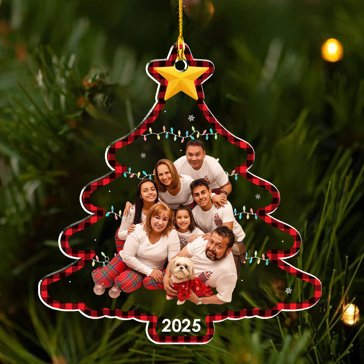 Family Photo Holiday Tree - Personalized Custom Acrylic Ornament