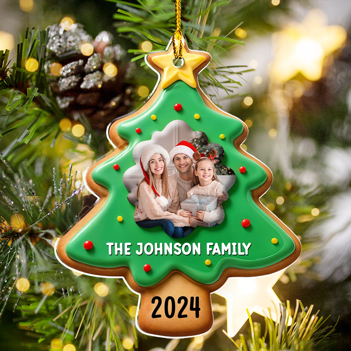 Family Gingerbread Photo - Personalized Custom Acrylic Ornament