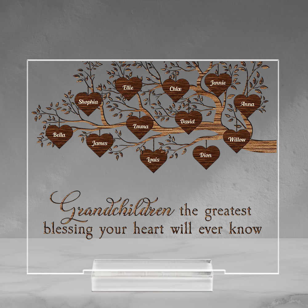 Grandchildren Fill A Space - Personalized Custom Acrylic Plaque With Base