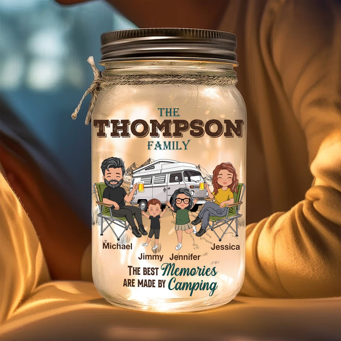 Happy Campers - Personalized Custom Mason Jar Light